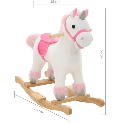 Licorne à Bascule Peluche 65 X 32 X 58 Cm Blanc Et Rose VidaXL - Multicolore 5 Licorne à Bascule Peluche 65 X 32 X 58 Cm Blanc Et Rose VidaXL - Multicolore – Image 3