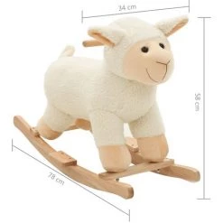 Mouton à Bascule Peluche 78 X 34 X 58 Cm Blanc VidaXL - Blanc -Assise pour enfant Soldes 10555839 3