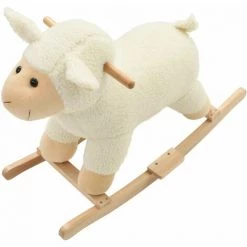 Mouton à Bascule Peluche 78 X 34 X 58 Cm Blanc VidaXL - Blanc -Assise pour enfant Soldes 10555839 4