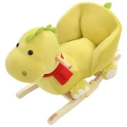 VidaXL Dragon à Bascule Avec Dossier Peluche 60x32x53 Cm Vert Citron - Vert -Assise pour enfant Soldes 10555844 4