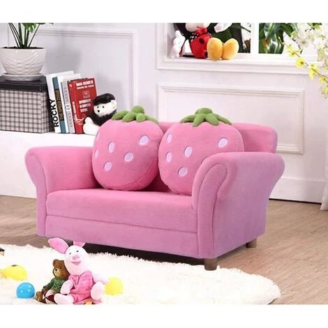 COSTWAY Canapé Enfant Fauteuil Enfant Canapé Lit Pour Enfant Avec 2 Oreillers 90 * 53 * 48 CM Rose 3 COSTWAY Canapé Enfant Fauteuil Enfant Canapé Lit Pour Enfant Avec 2 Oreillers 90 * 53 * 48 CM Rose