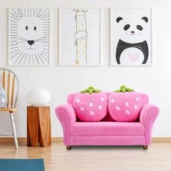 COSTWAY Canapé Enfant Fauteuil Enfant Canapé Lit Pour Enfant Avec 2 Oreillers 90 * 53 * 48 CM Rose 9 COSTWAY Canapé Enfant Fauteuil Enfant Canapé Lit Pour Enfant Avec 2 Oreillers 90 * 53 * 48 CM Rose -Assise pour enfant Soldes 10735873 3