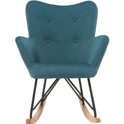 MILIBOO Rocking Chair Enfant Tissu Pieds Métal Chêne BABY BRISTOL - Bleu Canard - Bleu Canard