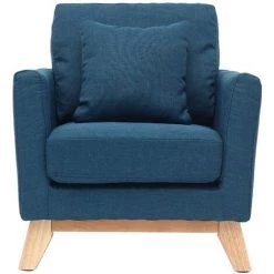 MILIBOO Fauteuil Scandinave Enfant Déhoussable En Tissu BABY OSLO - Bleu Canard - Bleu Canard