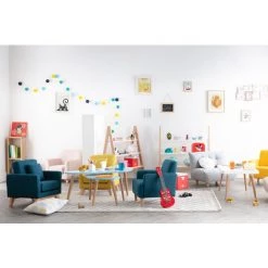 MILIBOO Fauteuil Scandinave Enfant Déhoussable En Tissu BABY OSLO - Bleu Canard - Bleu Canard -Assise pour enfant Soldes 13151861 5