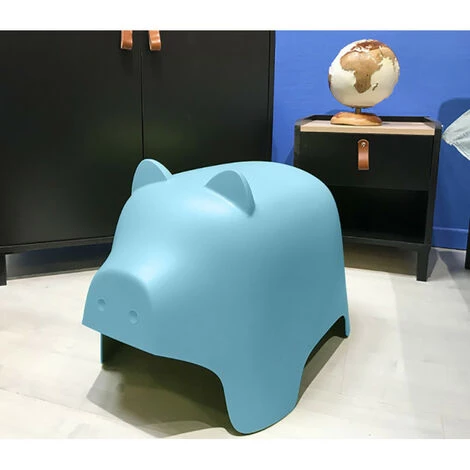 MEUBLETMOI Chaise Enfant En Plastique Bleu - COCHON - Bleu 4 MEUBLETMOI Chaise Enfant En Plastique Bleu - COCHON - Bleu – Image 2