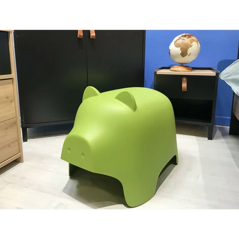 MEUBLETMOI Chaise Enfant En Plastique Vert - COCHON - Vert 4 MEUBLETMOI Chaise Enfant En Plastique Vert - COCHON - Vert – Image 2