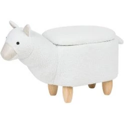 BELIANI Tabouret Enfant En Tissu Peluche Blanc - Blanc
