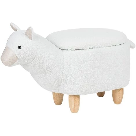 BELIANI Tabouret Enfant En Tissu Peluche Blanc - Blanc 3 BELIANI Tabouret Enfant En Tissu Peluche Blanc - Blanc