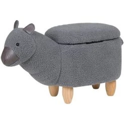 BELIANI Tabouret Enfant En Tissu Peluche Gris - Gris