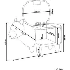 BELIANI Tabouret Enfant En Tissu Peluche Gris - Gris -Assise pour enfant Soldes 14834731 3