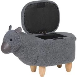 BELIANI Tabouret Enfant En Tissu Peluche Gris - Gris -Assise pour enfant Soldes 14834731 4