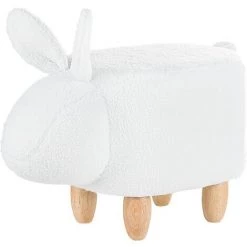 BELIANI Tabouret Enfant En Tissu Peluche Blanc - Blanc