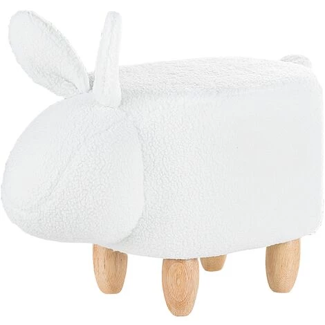 BELIANI Tabouret Enfant En Tissu Peluche Blanc - Blanc 3 BELIANI Tabouret Enfant En Tissu Peluche Blanc - Blanc
