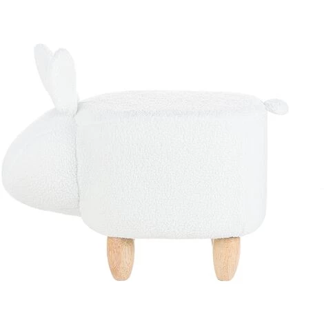 BELIANI Tabouret Enfant En Tissu Peluche Blanc - Blanc 7 BELIANI Tabouret Enfant En Tissu Peluche Blanc - Blanc – Image 5