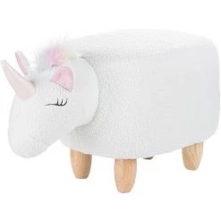 BELIANI Tabouret Enfant En Tissu Peluche Blanc - Blanc
