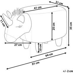 BELIANI Tabouret Enfant En Tissu Peluche Blanc - Blanc -Assise pour enfant Soldes 14850759 3