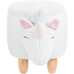 BELIANI Tabouret Enfant En Tissu Peluche Blanc - Blanc -Assise pour enfant Soldes 14850759 4