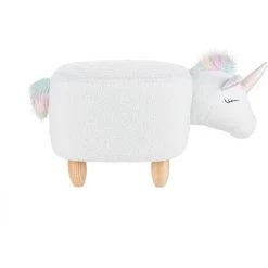 BELIANI Tabouret Enfant En Tissu Peluche Blanc - Blanc -Assise pour enfant Soldes 14850759 5