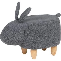 BELIANI Tabouret Enfant En Tissu Peluche Gris - Gris