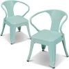 COSTWAY Lot De 2 Chaises Pour Enfant En Métal De Haute Qualité,de Style Rétro, Pour L'Intérieur/L’Extérieur, 44 X 44 X 55 Cm Bleu -Assise pour enfant Soldes 18449544 1