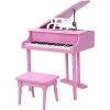 COSTWAY 30 Touches Piano Pour Enfants Noir/Rose Piano à Queue Avec Pupitre, Banc Éducatif De Musique Cadeau Idéal Pour Garçon/Fille 50x52x51cm