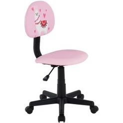 IDIMEX Chaise De Bureau Pour Enfant ALPACA Fauteuil Pivotant Sans Accoudoirs Hauteur Réglable, En Synthétique Rose Avec Motif Lama - Rose -Assise pour enfant Soldes 19630341 4