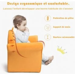 COSTWAY Fauteuil Pour Enfant, 4 Formes Mignons à Choix, Design Ergonomique, Dossier Rembourré Confortable, Idéal Pour La Chambre, Le Salon (Jaune) -Assise pour enfant Soldes 20278968 3