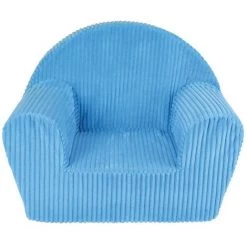 CIJEP Fauteuil Club Velours Côtelé Bleu - Bleu
