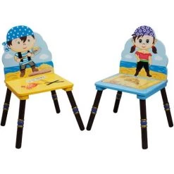 TEAMSON KIDS Lot De 2 Chaises Enfant En Bois Pirate Island Fantasy Fields TD-11593A3 - Bleu