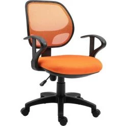 IDIMEX Chaise De Bureau Pour Enfant COOL Fauteuil Pivotant Ergonomique Avec Accoudoirs, Siège à Roulettes Et Hauteur Réglable, Mesh Orange - Orange