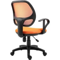 IDIMEX Chaise De Bureau Pour Enfant COOL Fauteuil Pivotant Ergonomique Avec Accoudoirs, Siège à Roulettes Et Hauteur Réglable, Mesh Orange - Orange -Assise pour enfant Soldes 23559080 4