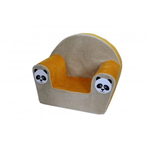 PETIT POUCET Fauteuil Club Panda Velours Couleur Beige Et Moutarde - Multicolor 4 PETIT POUCET Fauteuil Club Panda Velours Couleur Beige Et Moutarde - Multicolor – Image 2
