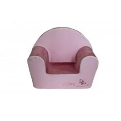 PETIT POUCET Fauteuil Club Papillon Velours Couleur Rose - Rose