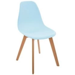 Chaise Enfant Pieds Bois Atmosphera Bleu - Blanc - Bleu Et Naturel