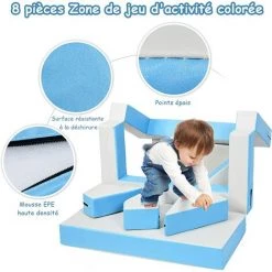 COSTWAY Canapé Pour Enfant Convertible Jeu 4 En 1 Canapé Puzzle Composé De Matelas Coloris Rouge+Bleu En EPE Et PU Imperméable (Bleu) 9 COSTWAY Canapé Pour Enfant Convertible Jeu 4 En 1 Canapé Puzzle Composé De Matelas Coloris Rouge+Bleu En EPE Et PU Imperméable (Bleu) -Assise pour enfant Soldes 25971798 3