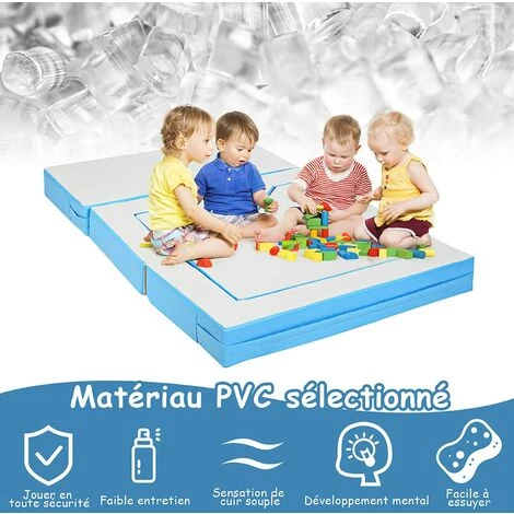 COSTWAY Canapé Pour Enfant Convertible Jeu 4 En 1 Canapé Puzzle Composé De Matelas Coloris Rouge+Bleu En EPE Et PU Imperméable (Bleu) 6 COSTWAY Canapé Pour Enfant Convertible Jeu 4 En 1 Canapé Puzzle Composé De Matelas Coloris Rouge+Bleu En EPE Et PU Imperméable (Bleu) – Image 4