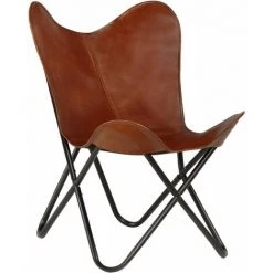 TRUE DEAL Chaise Papillon Marron Taille Pour Enfants Cuir Véritable