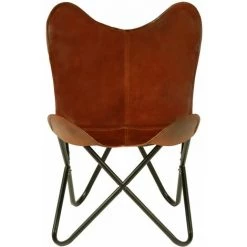 TRUE DEAL Chaise Papillon Marron Taille Pour Enfants Cuir Véritable 9 TRUE DEAL Chaise Papillon Marron Taille Pour Enfants Cuir Véritable -Assise pour enfant Soldes 26222682 3