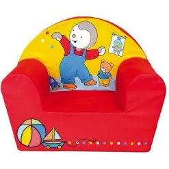 CIJEP Fauteuil Club Imprimé Pour Enfant T'choupi Couleur Rouge Et Jaune - Rouge