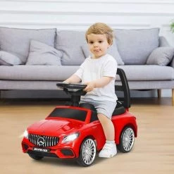 COSTWAY Mercedes Benz Voiture à Pousser Pour Enfants, Porteur Enfant Voiture Avec Klaxon, Musique, Rangement Sous Le Siège, Phare LED, Pour Enfant De 18 à 36 Mois