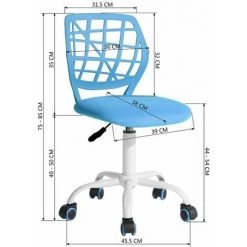 HOMYLIN Fauteuil De Bureau Hauteur Réglable Chaise De Bureau A Roulettes Enfant Pivotante 360 Degrés Style Contemporain,Bleu -Assise pour enfant Soldes 30235478 4