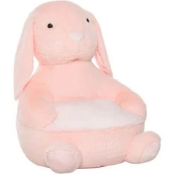 HOMCOM Fauteuil Enfant Lapin Dim. 60L X 50l X 59H Cm Garnissage Moelleux Coton Revêtement Peluche Douce Courte Rose - Rose