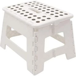 PERLE RARE Tabouret Pliant, Blanc Haut 22 Cm
