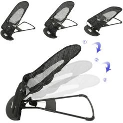 YONGQING Transat Balancelle Bébé Chaise Berceuse Pour Bébé Avec Ceinture De Sécurite A Dossier Réglage - Noir - Noir -Assise pour enfant Soldes 33024650 3
