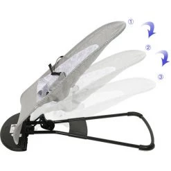 YONGQING Transat Balancelle Bébé Chaise Berceuse Pour Bébé Avec Ceinture De Sécurite A Dossier Réglage - Gris - Gris -Assise pour enfant Soldes 33024727 3