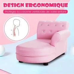 COSTWAY Canapé Pour Enfants 3 - 7 Ans En Simili Cuir Et Cadre En Bois, 82,5x46x42 Cm Pour Salle De Jeux Et Salon Rose Charge 45KG -Assise pour enfant Soldes 36774759 3