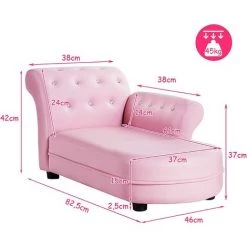 COSTWAY Canapé Pour Enfants 3 - 7 Ans En Simili Cuir Et Cadre En Bois, 82,5x46x42 Cm Pour Salle De Jeux Et Salon Rose Charge 45KG -Assise pour enfant Soldes 36774759 5