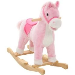 ASUPERMALL Cheval A Bascule Peluche 65 X 32 X 58 Cm Rose