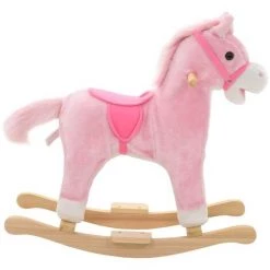 ASUPERMALL Cheval A Bascule Peluche 65 X 32 X 58 Cm Rose -Assise pour enfant Soldes 39455637 3